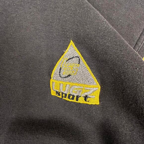 Vintage 90’s Lugz Sports Black Embroidered Fleece Quarter Zip Pullover Sweater L - Picture 5 of 8